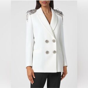 The Philipp Plein Crystal-Embellished Double-Breasted Blazer MSRP$4465